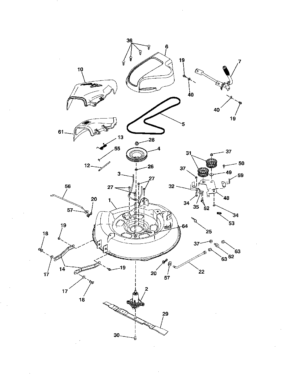 Mower deck Diagram and Parts List for 96026000100  Weed Eater Lawn Mower